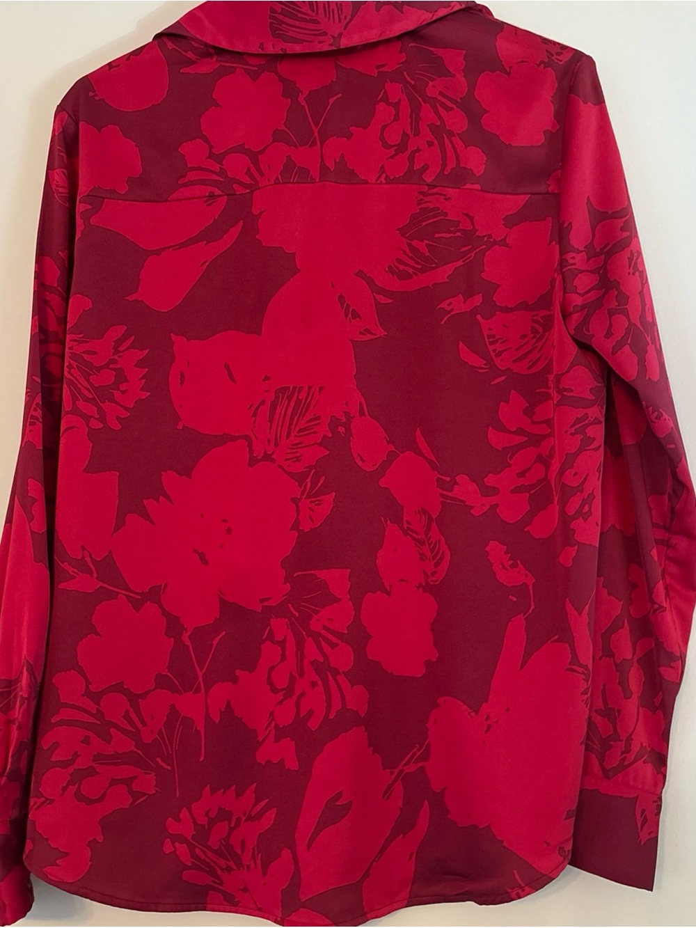 Talbots Red Floral Print Button-Up Blouse - Picture 6 of 6